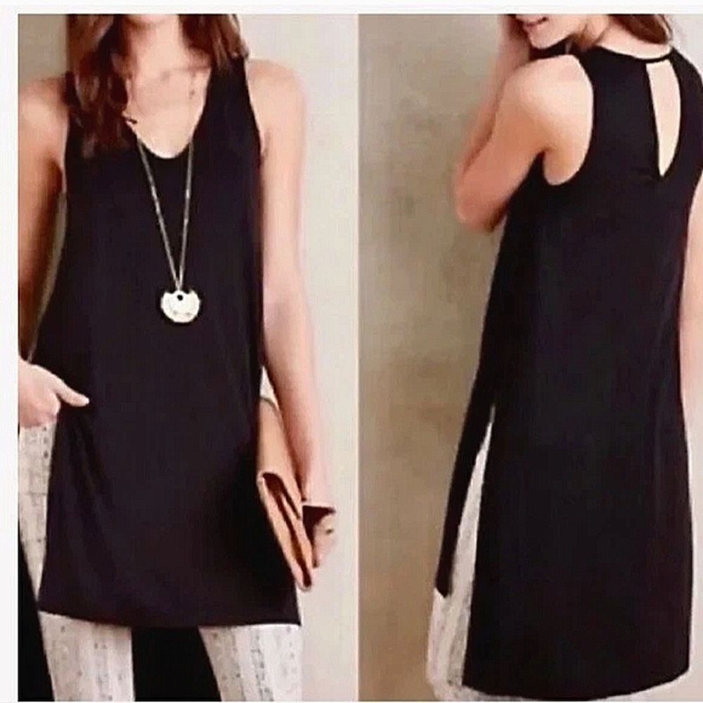 Anthropologie Akemi + Kin Longview V-Neck Tank Tunic Hi-Low Mini Jersey Dress XS
